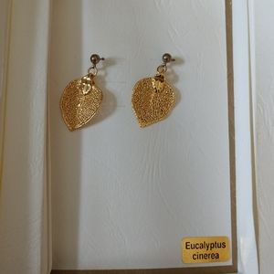 Real eucalyptus leaves coated in 22 carat gold